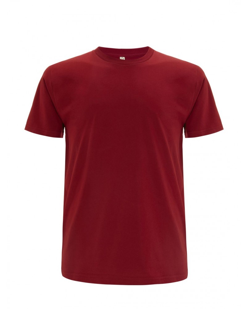 T-shirt uomo rosso scuro in cotone biologico. Prodotto ecologico