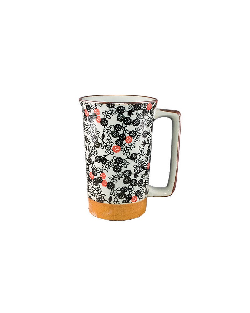 Mug in ceramica giapponese grigia floreale. Made in Japan