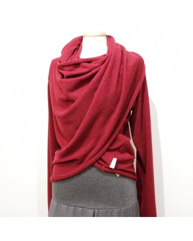 Maglia rossa trasformabile in lana maniche lunghe TG XL.