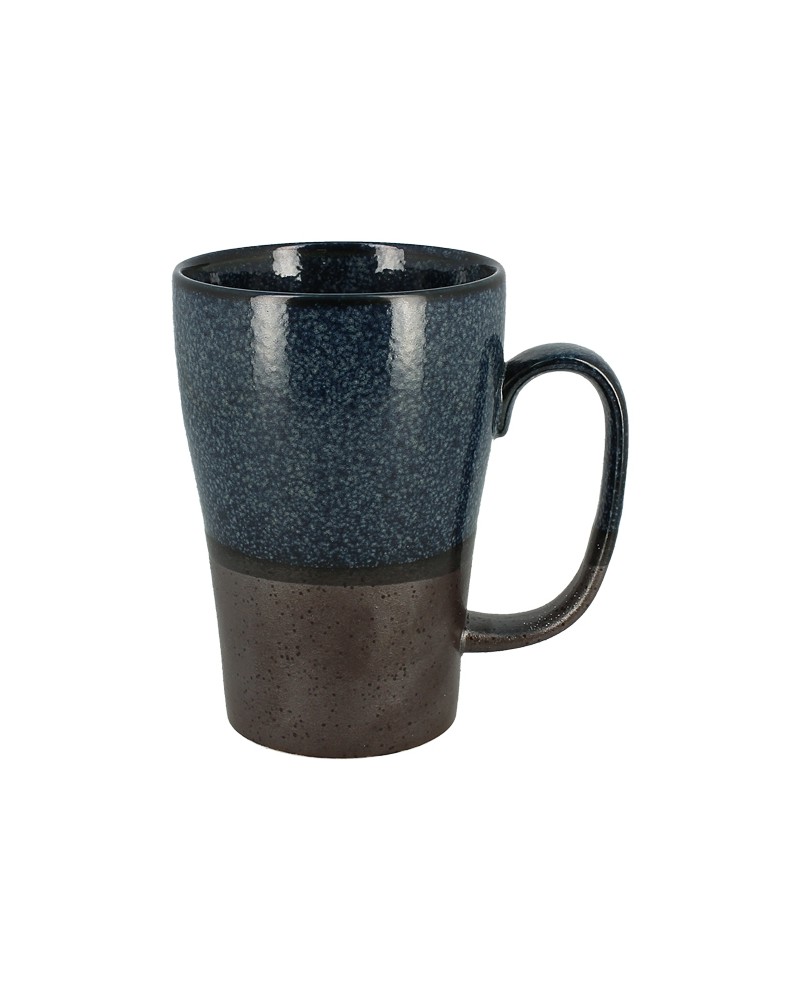 Mug brunita e blu in ceramica giapponese Made in Japan.