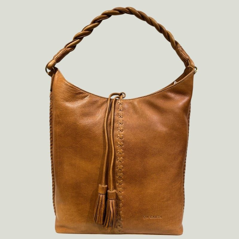 Borsa da donna capiente a spalla in pelle color cuoio