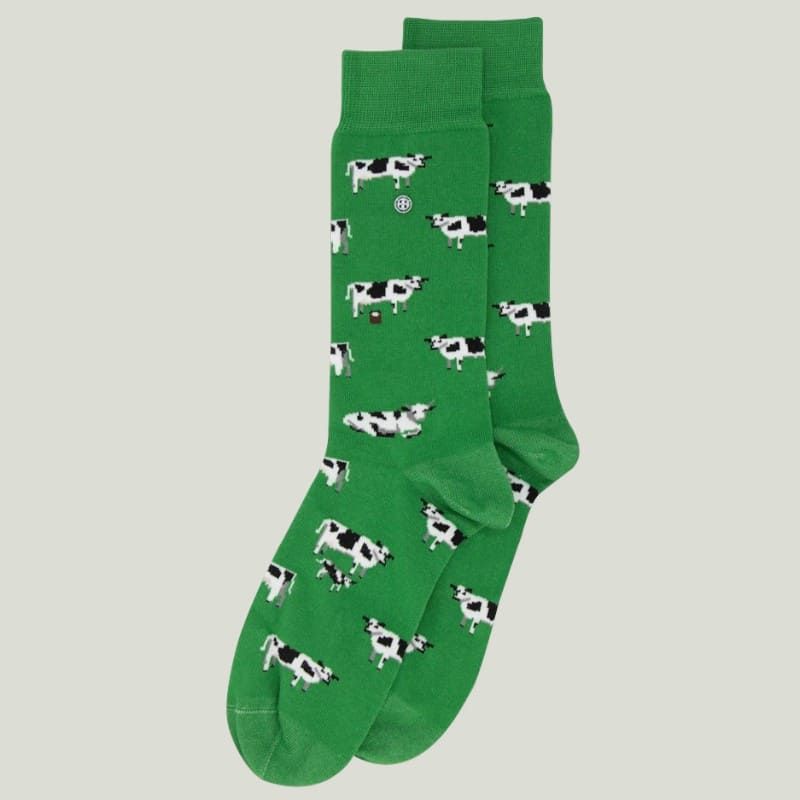 Calzini Alfredo Gonzales cows verde in cotone – made in Italy