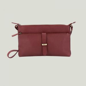Borsa tracolla piccola pelle nappa rosso rabarbaro commercio equo
