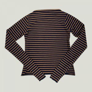 Top scollo barchetta maniche lunghe righe blu Made in Italy