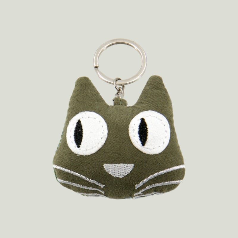 Portachiavi gatto verde in simil camoscio - commercio equo