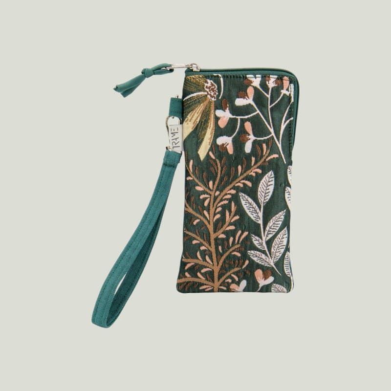 Portaocchiali in cotone broccato con fantasia floreale