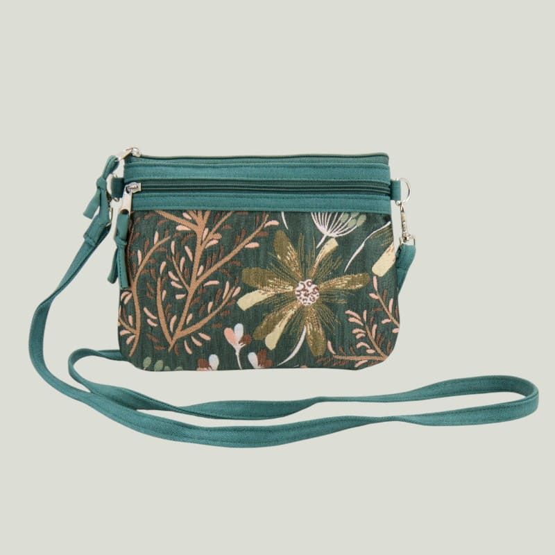 Borsa mini con tracolla in cotone broccato floreale