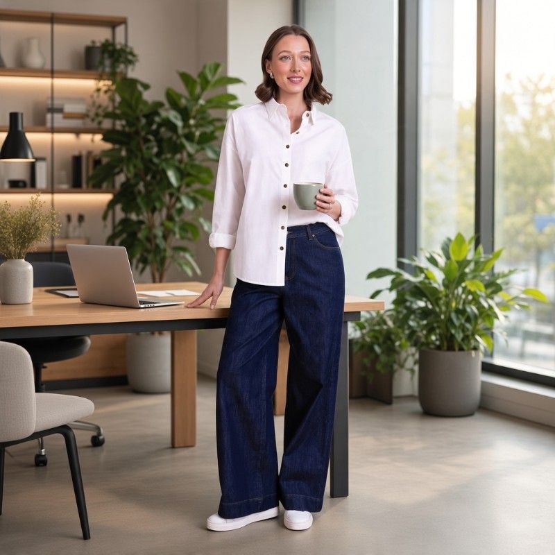 Camicia Donna Oversize in Cotone Popeline Bianco con Bottoni – Nomads