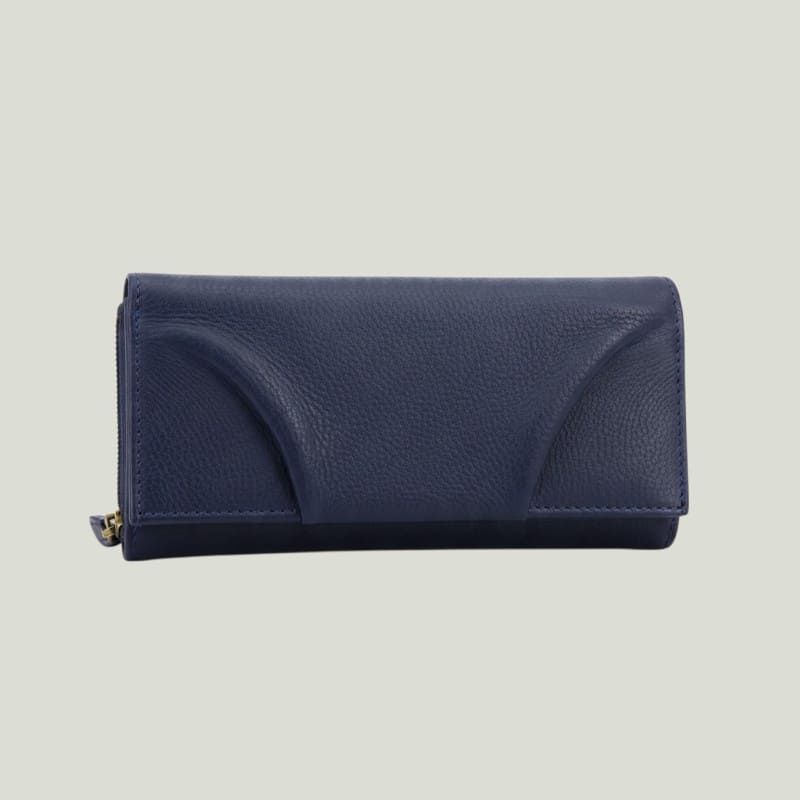 Portafoglio donna piccolo pelle nappa blu notte con zip