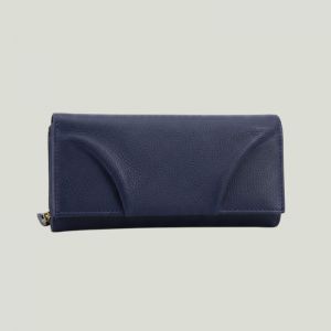 Portafoglio donna piccolo pelle nappa blu notte con zip
